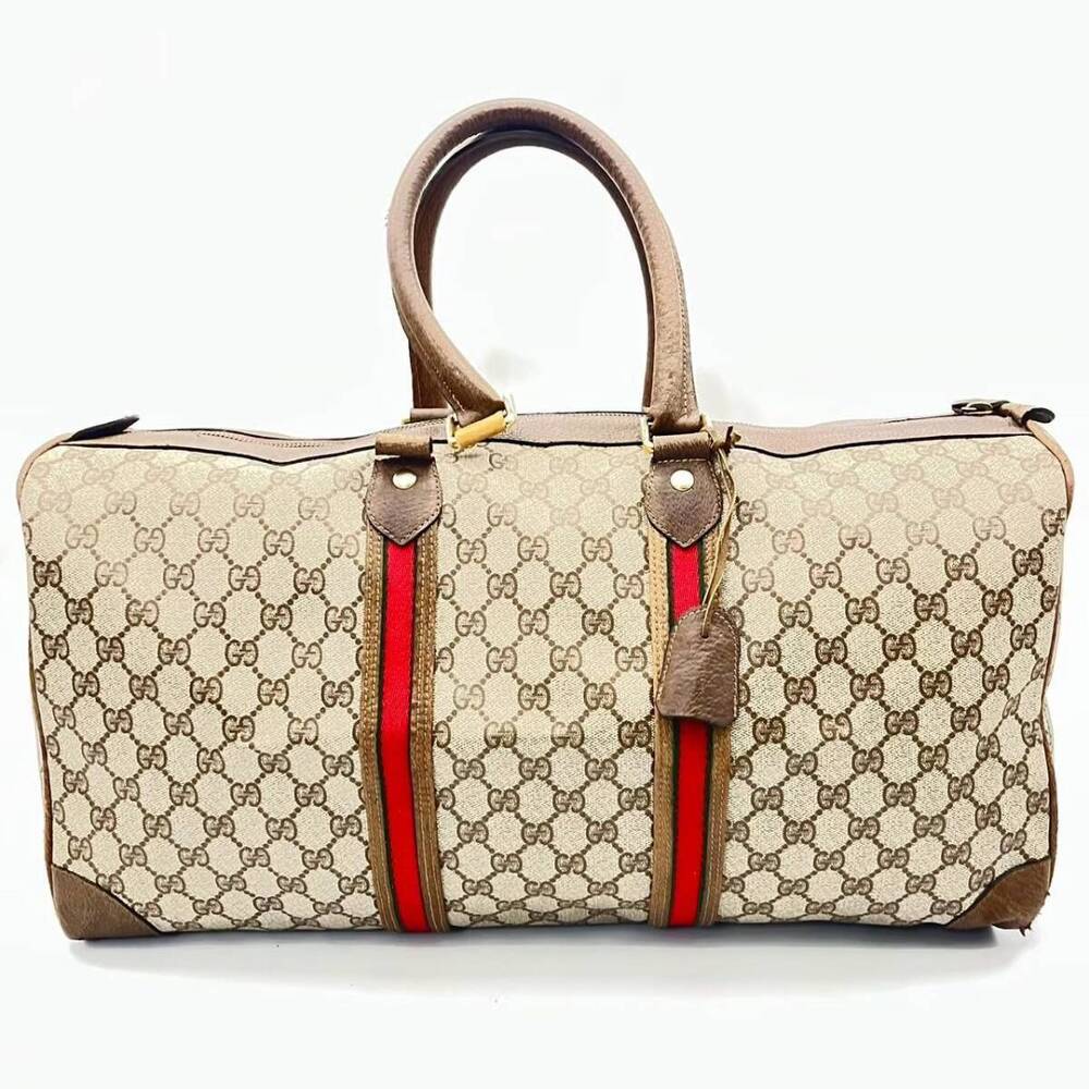 GUCCI Boston Bag Brown Key GG